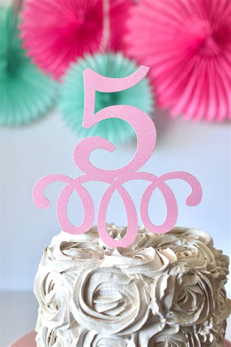 Glitter 5 Five Topper 5th Birthday Topper 5 Cake Topper Glitter