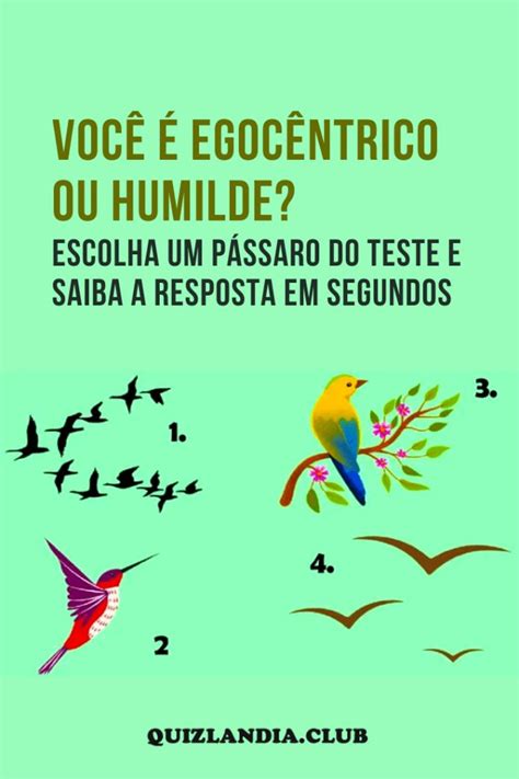 Você é egocêntrico ou humilde Escolha um pássaro do teste e saiba a