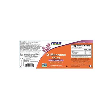 Now Foods Supplements D Mannose 500 Mg Non Gmo Project Verified