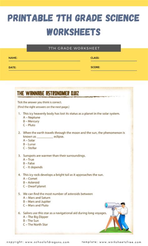 Printable 7th Grade Science Worksheets In 2024 Worksheets Free