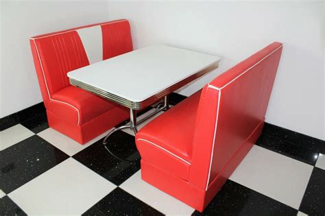 American Diner Furniture 50s Style Retro Booth Table And Red Etsy