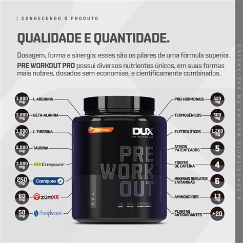 Pré Workout Pro 600g Dux Nutrition Pré Treino concentrado Frete grátis