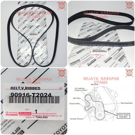 Fan Belt Tali Kipas VBelt Toyota Innova Fortuner Hilux Bensin 90916