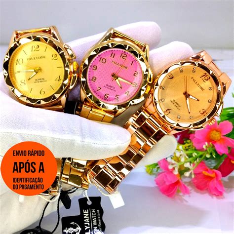 Rel Gio Feminino Prata Dourado Rose Original Dhp Pallyjane Aprova De