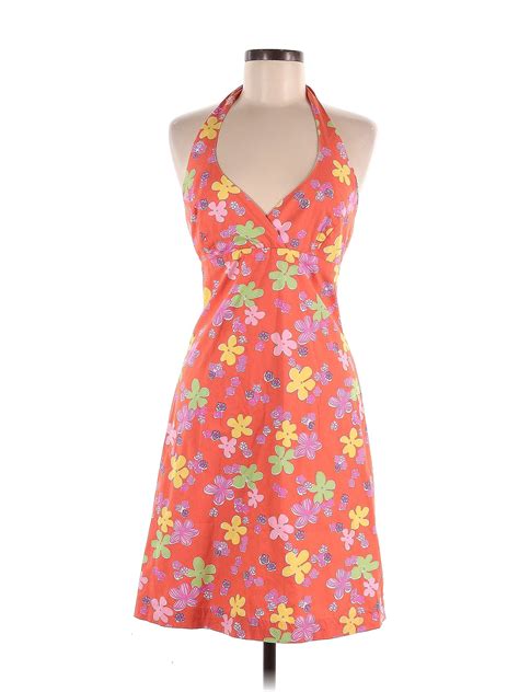 Lilly Pulitzer 100 Cotton Floral Motif Tropical Orange Casual Dress