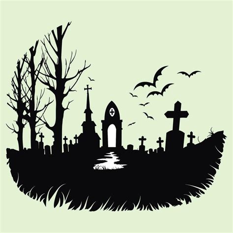 Halloween Night Illuminated by Silhouette Scenes 27770390 Vector Art at ...