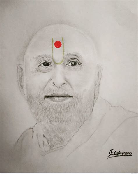 Awesome Pencil Sketch Of Pramukh Swami Maharaj Desi Painters