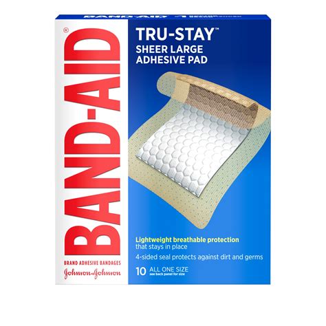 Band Aid Brand Tru Stay Adhesive Pads Large Sterile Bandages 10 Ct