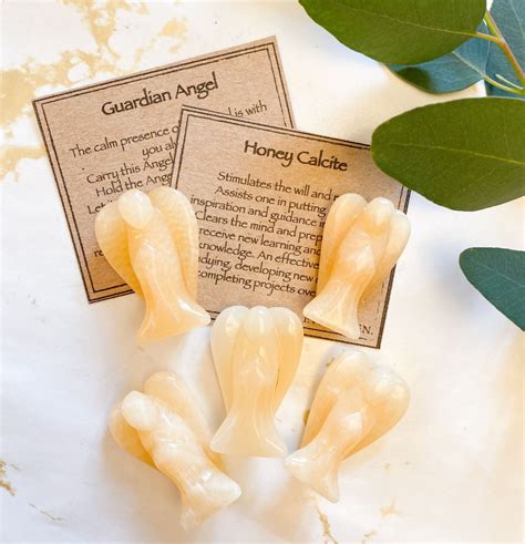 Honey Calcite Crystal Guardian Angel 35mm 50mm Peace Love Etsy