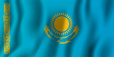 Kazakhstan Realistic Waving Flag Vector Illustration National Country