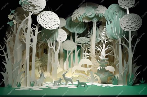 Premium AI Image | Forest 3D model paper cut art