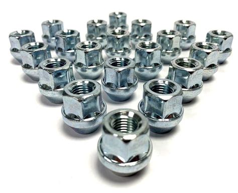 20x M12 X 1 5 19mm Hex Tapered Seat Open Alloy Wheel Nuts Silver