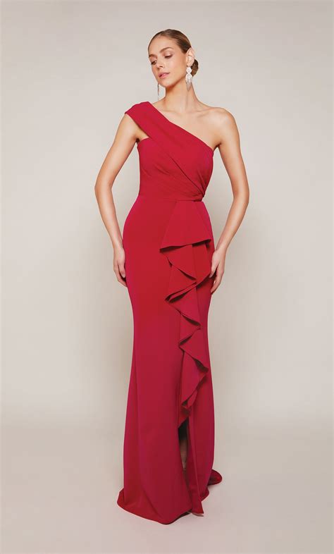 Formal Dress 27646 Long One Shoulder Straight Closed Back Alyce