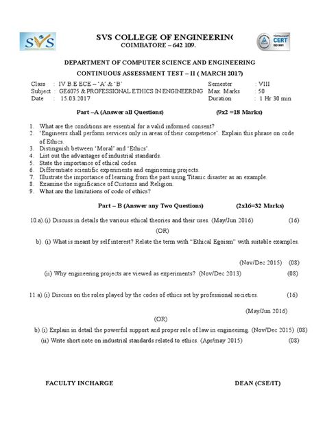 Svs College Of Engineering Coimbatore 642 109 Pdf