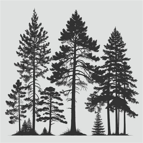 Premium Vector Pine Tree Silhouettes Vector