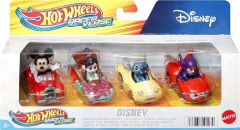 Hot Wheels Pack Racer Verse Mickey Mouse Vanellope Stitch Hiro With Baymax Character