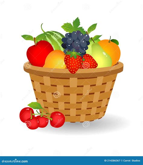 fresh fruit basket vector illustration stock vector illustration