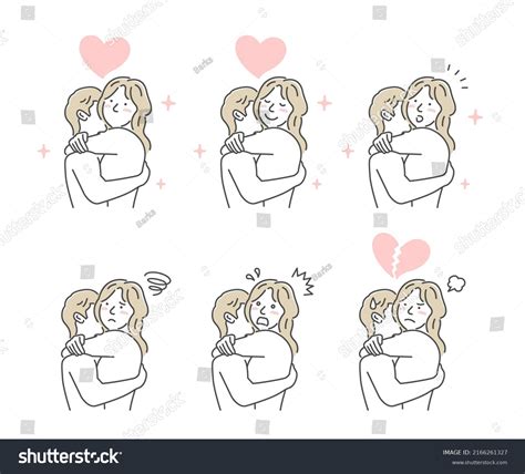 Embraces Loving Couple Vector Illustration Set Stock Vector Royalty