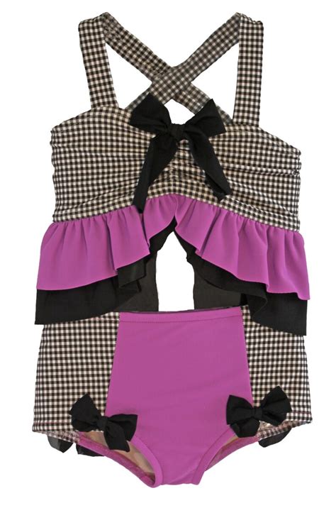 Sale Lisa Bikini In Black Gingham And Magenta Size 2 10 Etsy