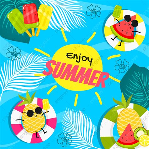 Enjoy Summer In Water Background Design Tropical Hello Summer Hot