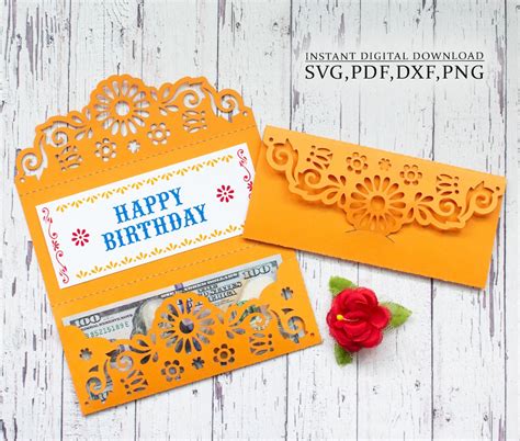 Money Cash Envelope Svg Mexican Gift Thanksgiving Envelope Template