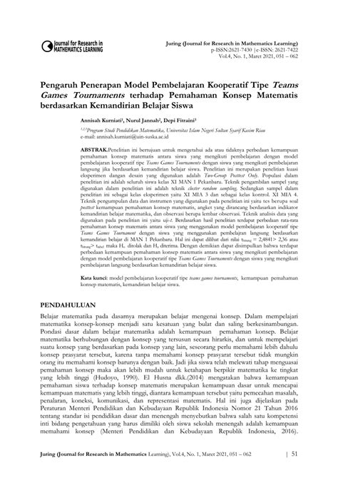 PDF Pengaruh Penerapan Model Pembelajaran Kooperatif Tipe Teams Games