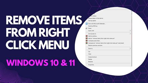 Remove Items From Right Click Menu Youtube