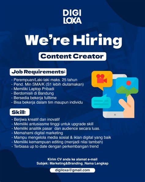 Lowongan Kerja Content Creator Di Digiloxa Lokerbandung Id