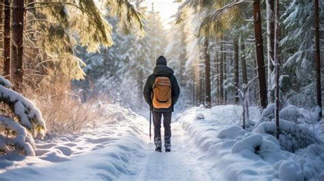 Premium AI Image Male Hiker Full Body View From Behind Walking