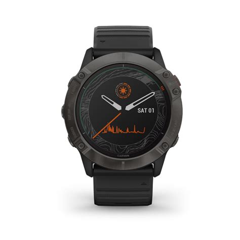 fénix 6X Pro Solar Titanium Carbon Gray DLC Black band