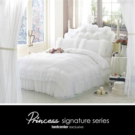 Luxury White Ruffle Lace Quilt Duvet Cover Bedding Set Full Queen King