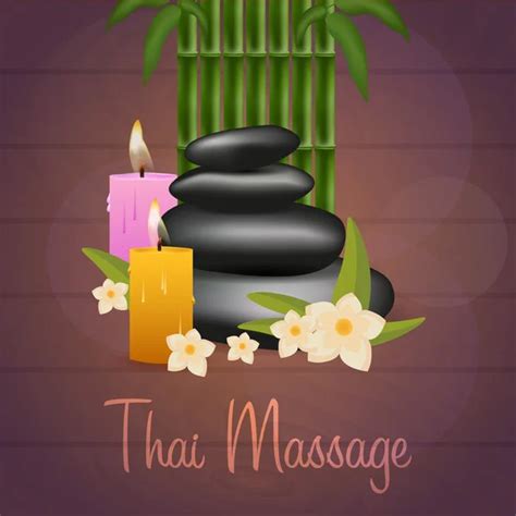 Spa Salon Banner With Stones Thai Massage Wood Texture Vector