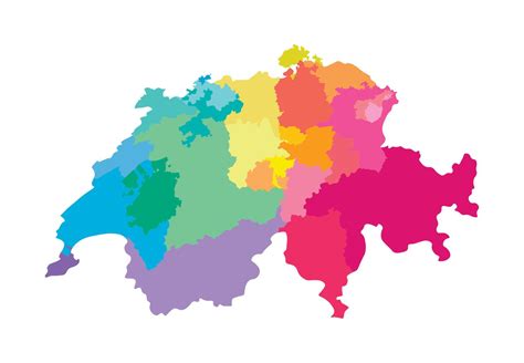 isolated illustration of simplified administrative map of Switzerland ...