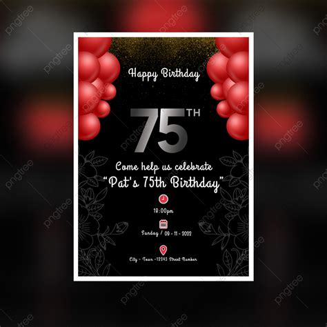 75th Birthday Invitation Card Design Outlet Clearance Rbk Bm