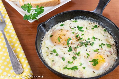 Skillet Baked Eggs With Cream And Parmesan For The Love Of Cooking