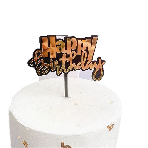 Premium Quality Double Layered Cake Topper Happy Birthday Gold