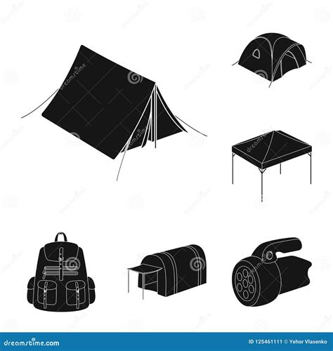 Different Kinds Of Tents Black Icons In Set Collection For Design