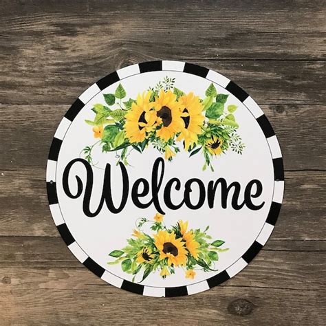 Metal Sunflower Welcome Signs Etsy