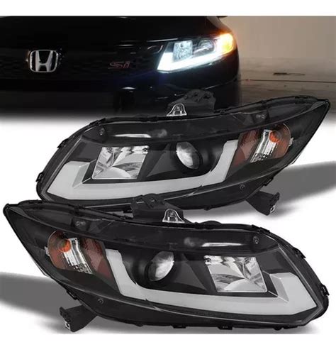 Faros Civic 2 Y 4 Ptas Con Tubo De Led 12 14 Precio X Par Meses Sin