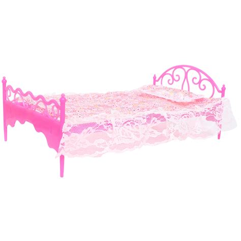 Cute Mini Plastic Pink Doll Bed Pillow Bedsheet Dollhouse Furniture Accessories For Barbie Doll