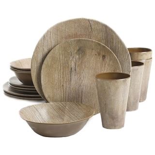 16 Piece Melamine Wood Grain Decal Dinnerware Set Bed Bath Beyond