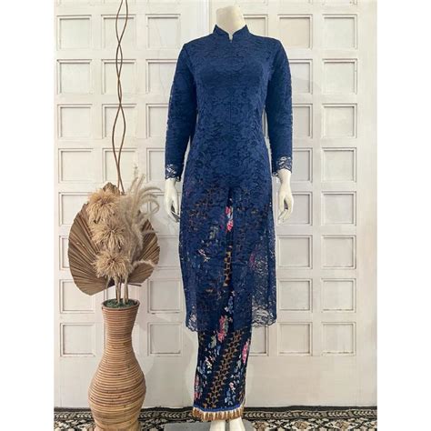 Jual Atasan Kebaya Long Tunik Brokat Kerah Sanghai Tunik Kondangan