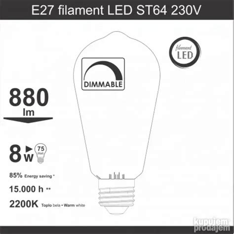 Sijalica LED Filament Dimabilna ST64 4W AMBER LED FLEX Artik