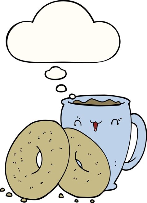 Cartoon Coffee And Donuts And Thought Bubble 10118343 Vector Art At