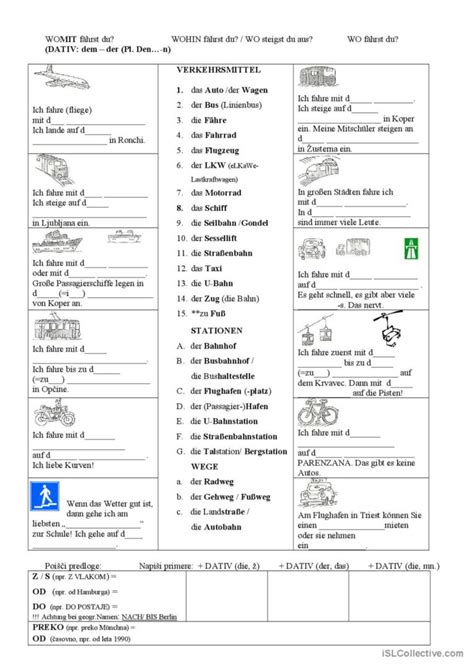 Verkehrsmittel Deutsch Daf Arbeitsblätter Pdf And Doc