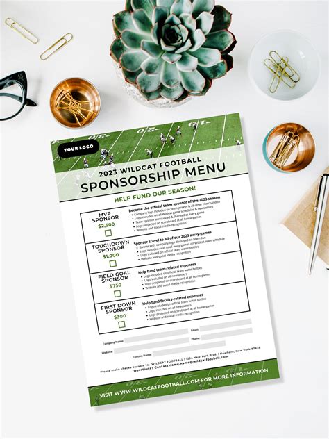 Football Sponsorship Form Canva Templates Sponsor My Season Sports