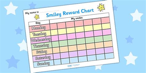 Smiley Face 7 Day Reward Chart Teacher Made Twinkl