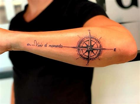 Compass Tattoo Forearm Men