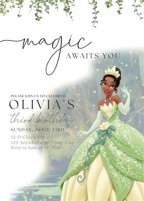 Self Editable X Tiana Princess And The Frog Invitation Party Etsy