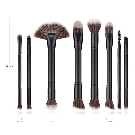 Double Sides 8 Piece Black Brushes Set For Makeup Makeup Brush Set Shenzhen Fantastic Cosmetic